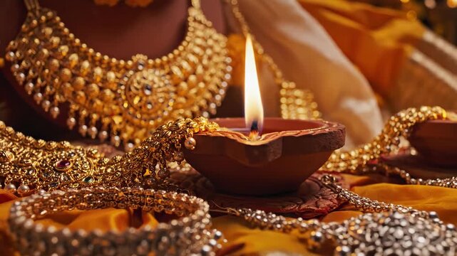 Elegant Indian Jewelry Display with Traditional Gold Necklaces, Bangles, and Ornaments for Festive Celebrations and Cultural Events