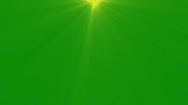 Golden light beams on green screen background. Overlay, light transition, effects sunlight, lens flare, light leaks. 4k video.