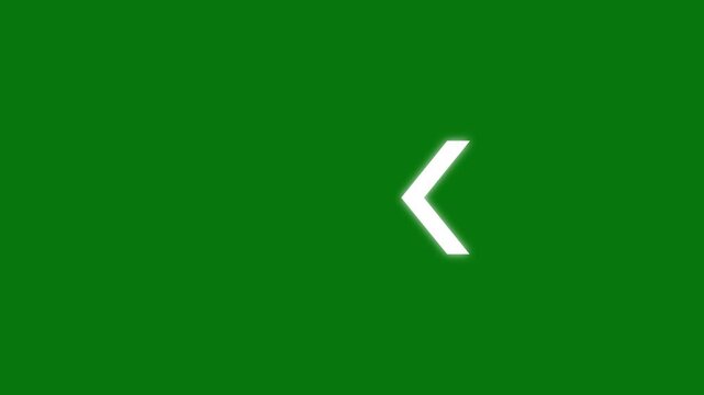 Left-directional arrow loop animation. Abstract directional arrow loading bar animation on green screen background. Animated traffic directional arrows sign.
