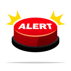 Red alert button vector isolated illustration