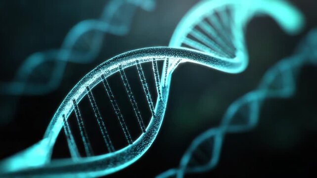 DNA Double Helix: A mesmerizing depiction of a DNA double helix, with intricate details showcasing the fundamental building block of life, representing the core of genetic information.
