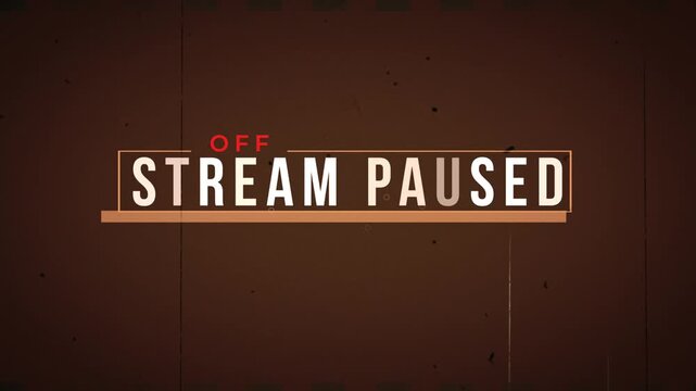 Stream Paused screen in vintage VHS retro broadcast look with analog distortion for live streaming scenes.