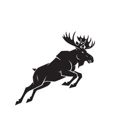 Obraz premium Majestic moose in mid stride with impressive antlers