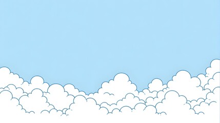 Minimalist line of white clouds against an infinite pale blue sky