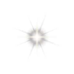 Soft White Star Flare Light Effect with Subtle Prism Rays and Glow isolated on Transparent Background