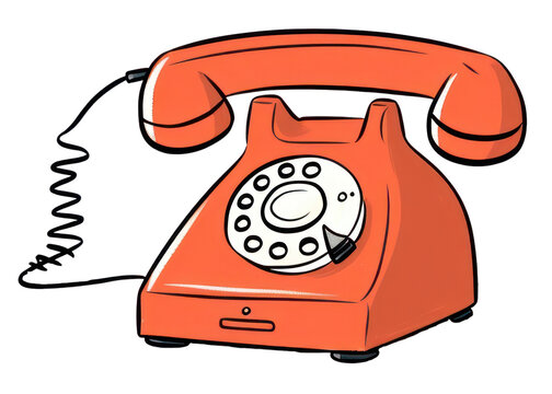 PNG Retro cantoon bule and red phone line old