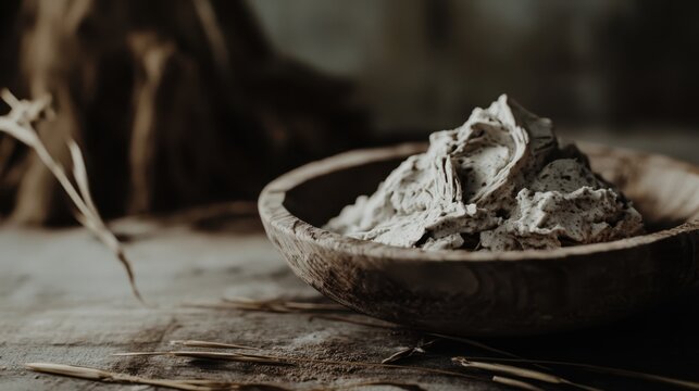 A meager portion of ash dust in an unadorned wooden bowl