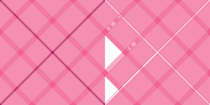 Masculine check pattern vector, girl seamless textile fabric. Interior texture background tartan plaid in pink color.