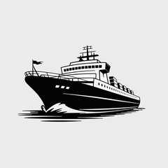 Obraz premium Vessel Voyage: An elegant depiction of a sturdy cargo ship, navigating the waters with a sense of purpose and stability, symbolizing trade and global connectivity.