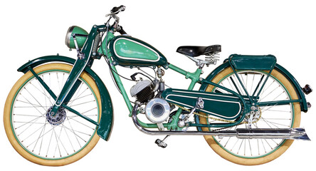 Retro old motorcycle isolated on transparent