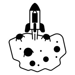 Rocket on meteorite icon © verry