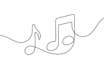 Obraz premium Minimalist illustration of two musical notes in continuous line