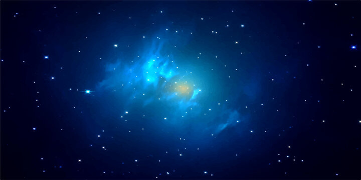 An abstract night sky nebula glow with bright stars and blue cosmic dust across the dark outer space galaxy universe background
