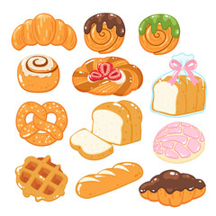 Cute bread variation clipart bakery shop bundle