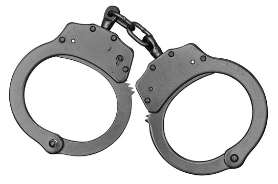 Classic black chain handcuffs isolated