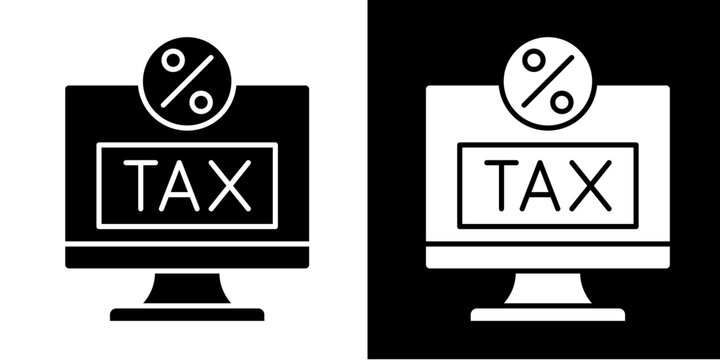 Digital Tax Filing Icon Set White Glyph Style Collection