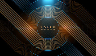 Gold and blue circle lines background