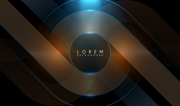 Gold and blue circle lines background