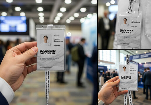 Professional ID Card Badge Holder Mockup