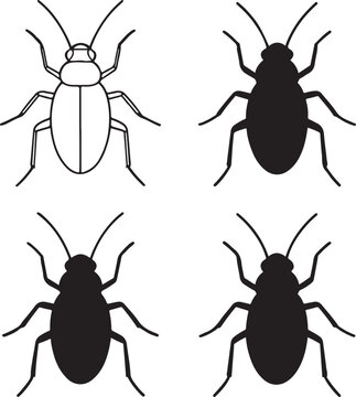 Isolated fake bug icon, fake bug silhouette icon, fake insect prank icon, gag toy symbol, april fools graphic, minimal vector, outline solid style, isolated white background