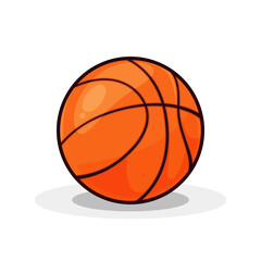 Basketball ball vector isolated on white background, orange leather basketball with black lines, sports equipment flat illustration.