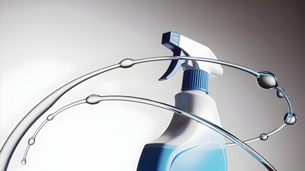 Unbranded cleaning product with crystalline liquid spray arc