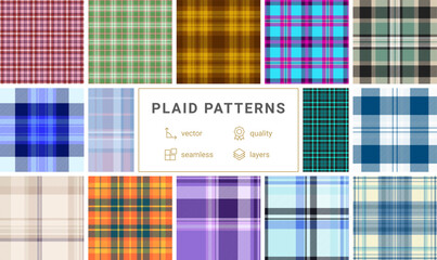 Fall plaid pattern pack for educational materials. Seasonal tartan backgrounds feel welcoming. Vector repeats stay consistent.