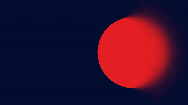 Minimalist Red Glowing Sphere on Dark Blue Background with Dynamic Motion Blur. Modern Abstract Red Circle with Soft Shadow and Gradient Light for Tech Background.