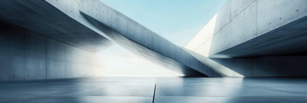 Abstract background of modern architecture, gray concrete floor with copy space area The building