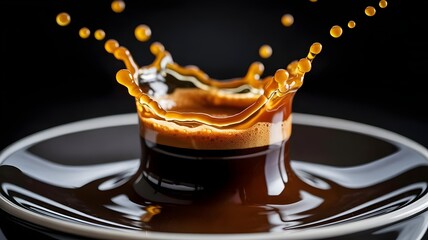 Espresso splash crown in white cup &ndash; Ideal for coffee brand ads.