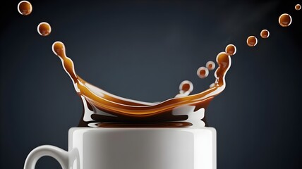 Frozen espresso droplets in mid-air &ndash; Ideal for premium beverage ads.