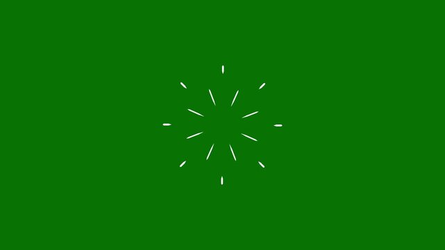 Abstract Circle Fireworks Explosion Animation in 4K with Glowing Lines, Ellipse Ring Bursts and Spark Effects, Seamless Loop Motion Graphics Firework Design on green Screen Background
