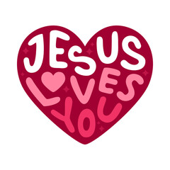 Jesus Loves You Heart Shape Christian Faith Typography