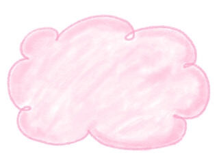 色鉛筆タッチのパステルピンクの手描き雲形ふきだしフレーム背景