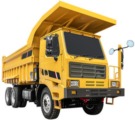 Front view yellow dump truck