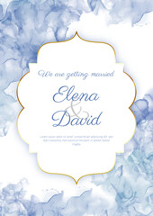 Wedding invitation with hand painted watercolour design 