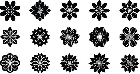Fototapeta premium Black and white floral shapes on white background flowers