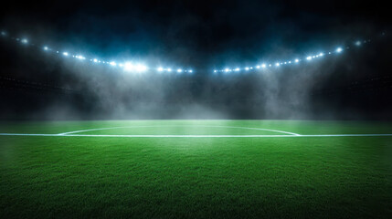 Foggy soccer field . Mixed media