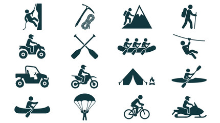 Flat vector icons set for outdoor adventure, sports, and recreation © StockStudio
