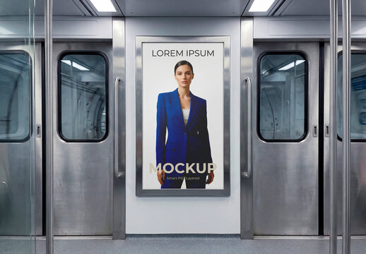 Subway Interior Vertical Poster Mockup