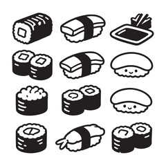 Assorted Sushi Pieces Collection With Cute Simple Style © haris99