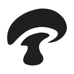 Stylized abstract black mushroom silhouette isolated on a white background representing food or nature
