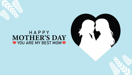 Happy Mothers Day heart silhouette design with love quote on pastel background