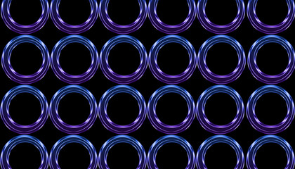 Neon purple glowing ring pattern on black background with futuristic abstract design