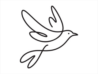 Continuous one line flying bird vector illustration with wings spread, Continuous Line Flying Bird Minimal One Line Art Illustration