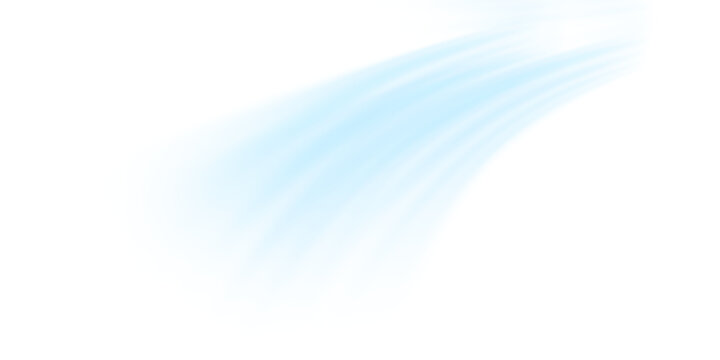 Air flow set of vector elements on a white background. Abstract light effect blowing from an air conditioner, purifier or humidifier. Dynamic blurred flow motion