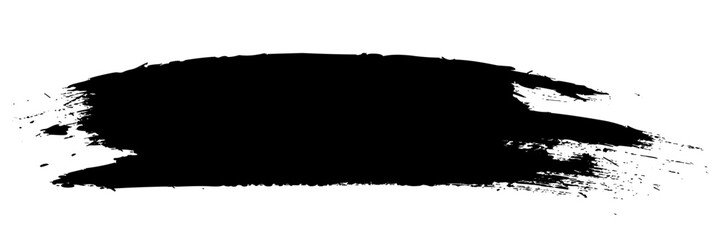 Obraz premium Grungy black ink paint brush stroke on transparent background. Dirty artistic design element