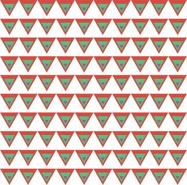 Vector green triangle pattern with red outline, seamless texture for background or overlay effect, geometric design element