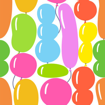 Vector seamless pattern with colorful birthday balloons