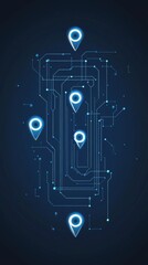 Innovative blue circuit board illuminated by glowing light bulb representing ideas and technology.